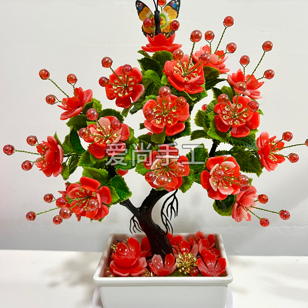 【拍2单送剪刀】白方盆金花蕊凤凰花盆栽手工DIY材料包