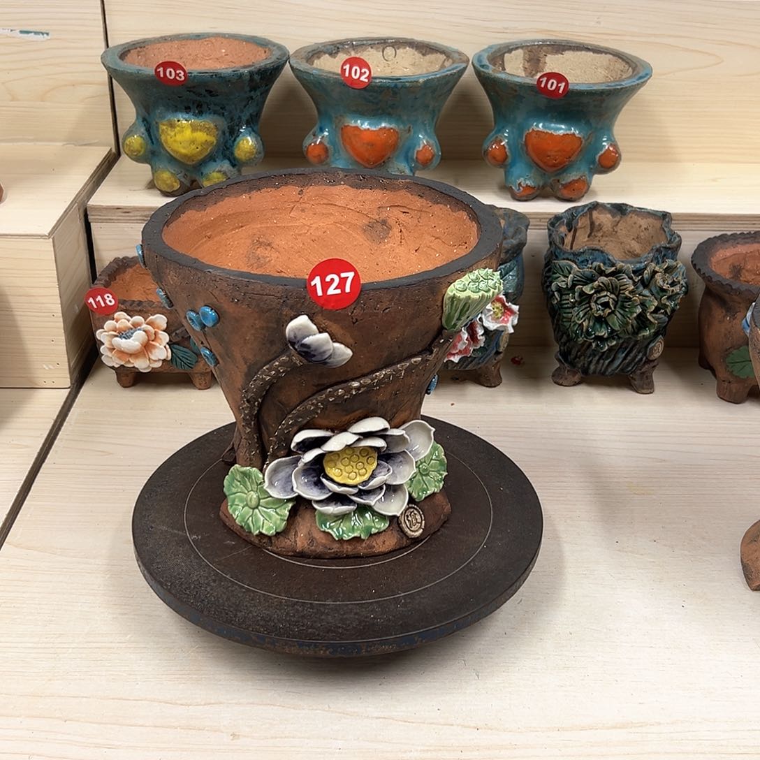 紫砂花盆127微瑕号内囗19外高19