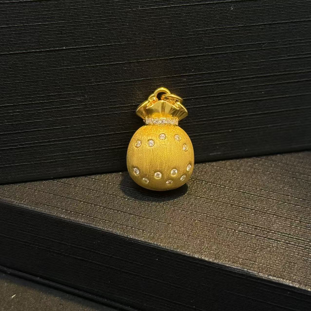 黄金足金999 拉丝小福袋钱袋吊坠
