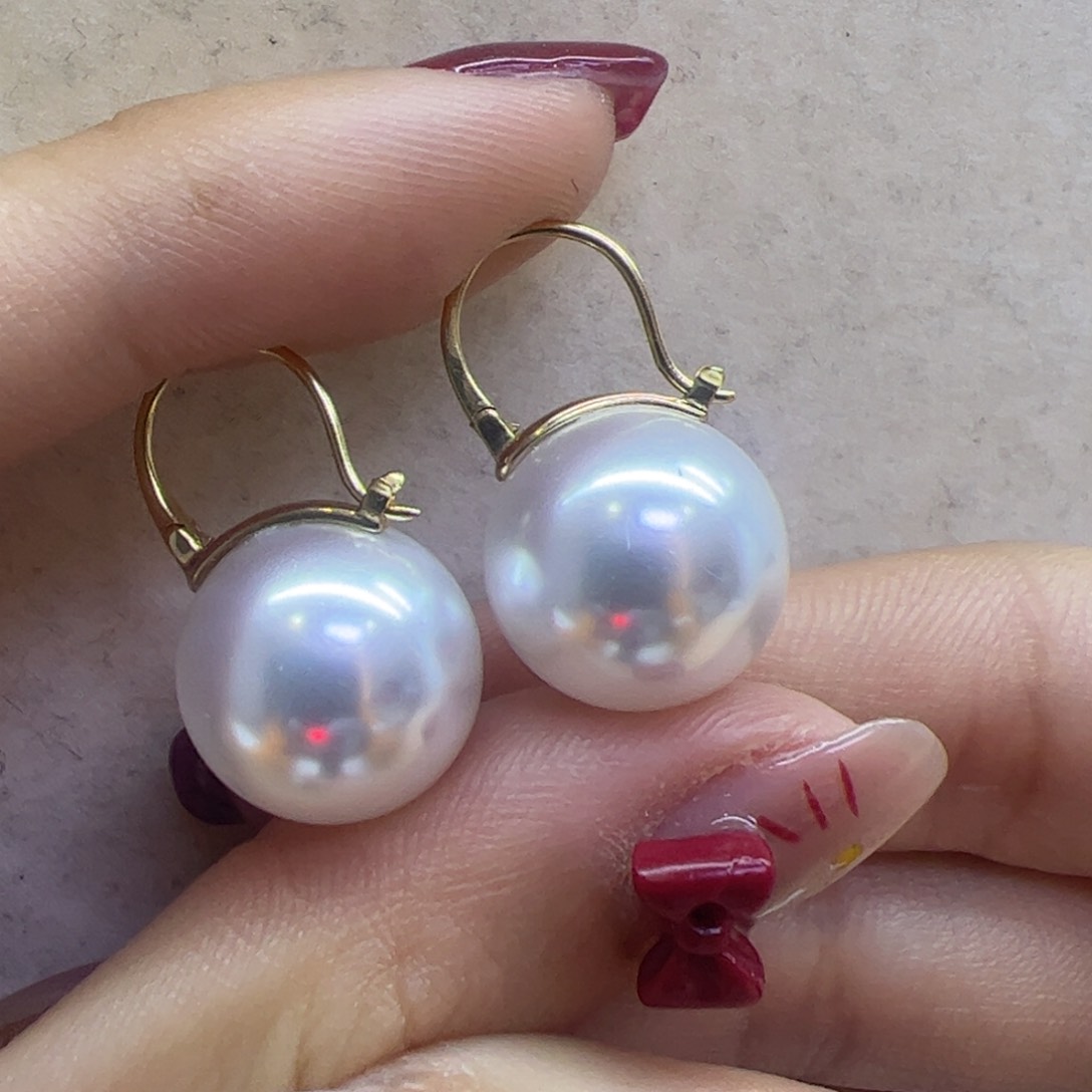 淡水珍珠耳饰18K金镶嵌