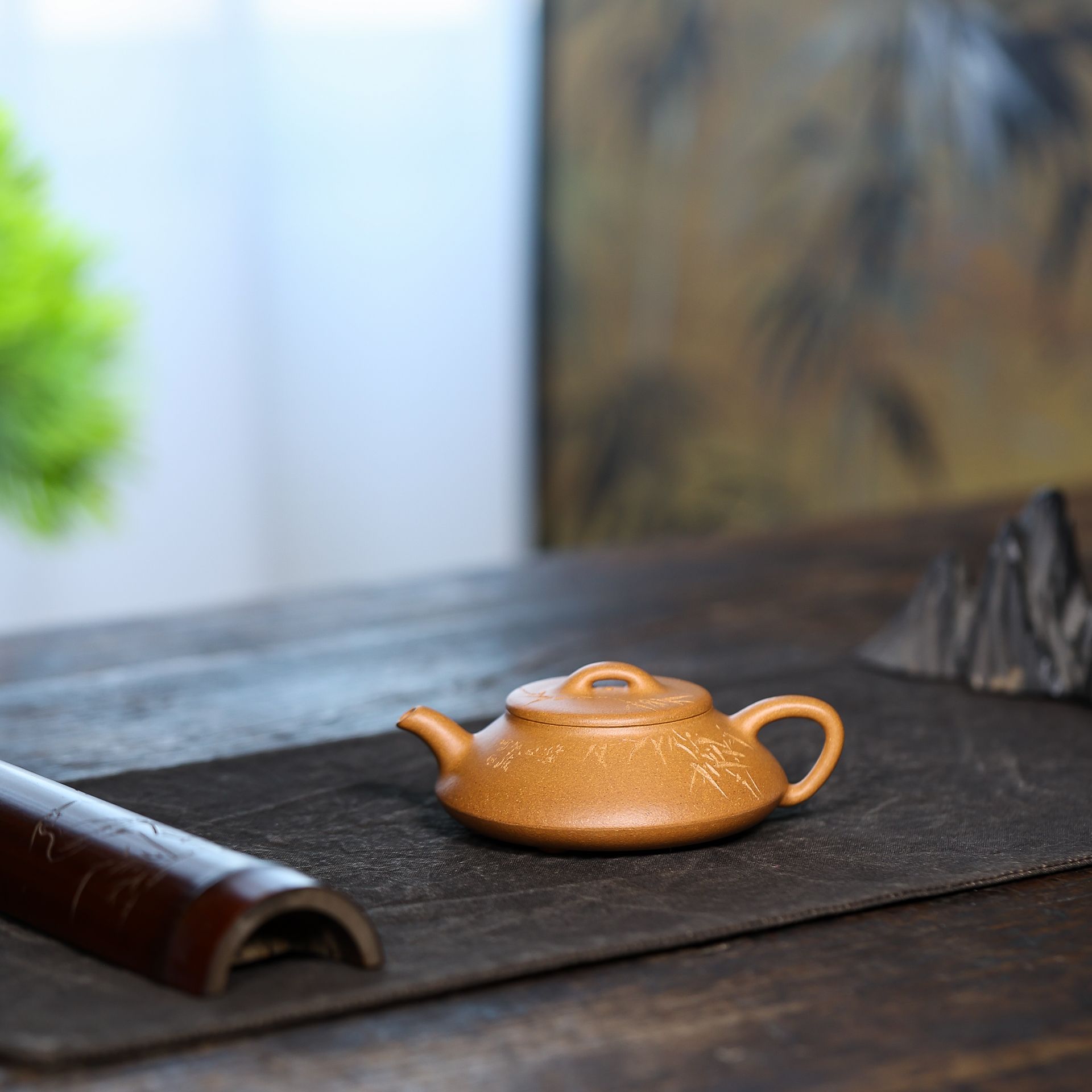 雪宝紫砂《瓢隐紫砂壶》曹振江 黄金段泥 120CC