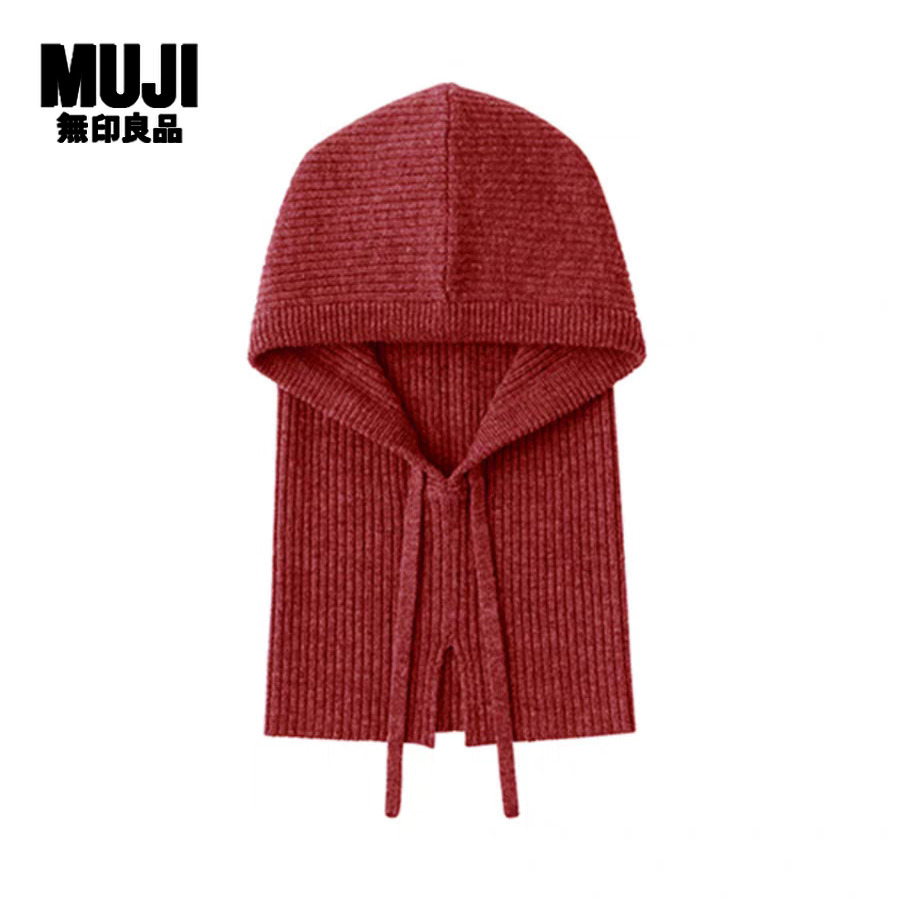 无印良品 MUJI 羊毛罗纹编织巴拉克拉法帽帽子秋冬针织帽围脖