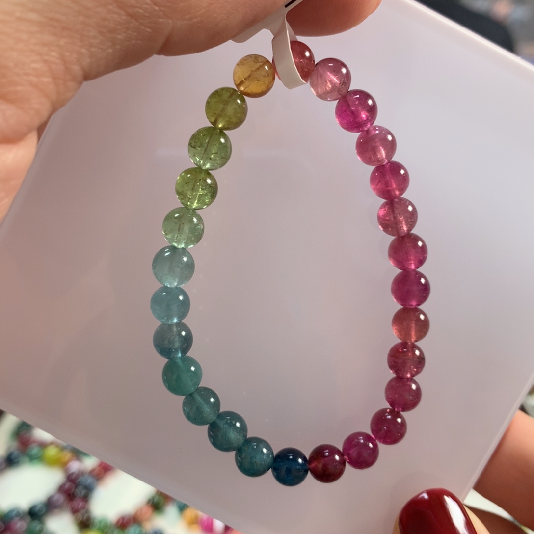 碧玺未镶嵌手链6:9左右