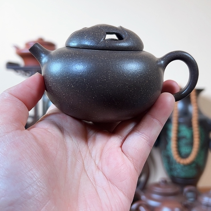 紫砂茶壶绣球花青段