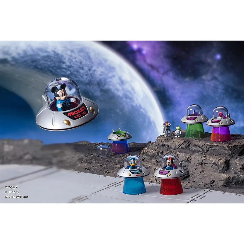 TOMY多美卡迪士尼系盲盒摆件潮玩小公仔合金小飞船米奇车模型玩具