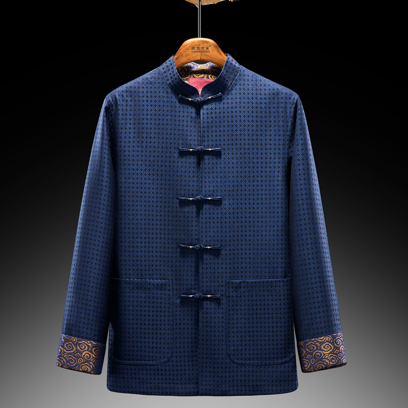 唐装男中式长袖春秋季外套中式立领中山装休闲盘扣复古宴会爸爸装