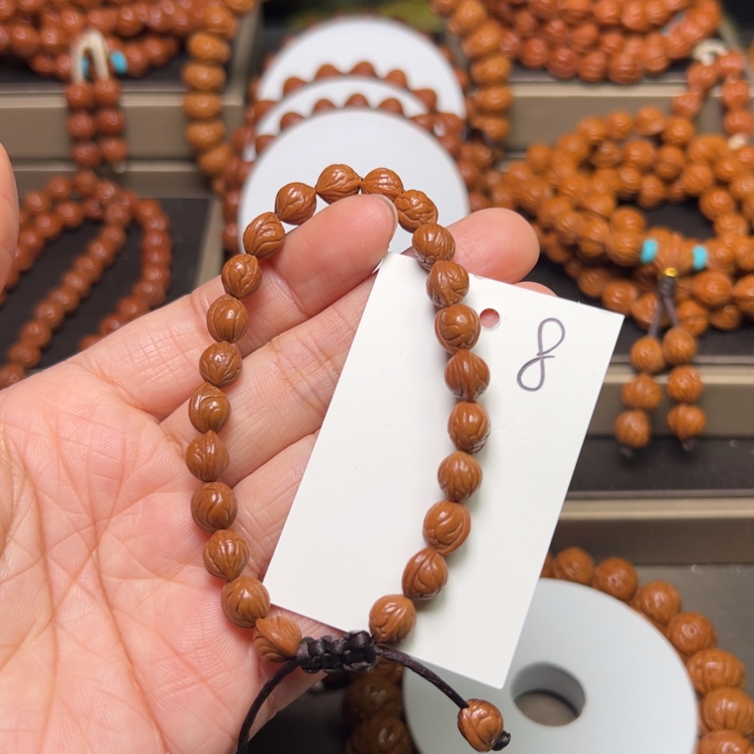 晓***岭手串桃核野生玉龙脊07左右精品无修