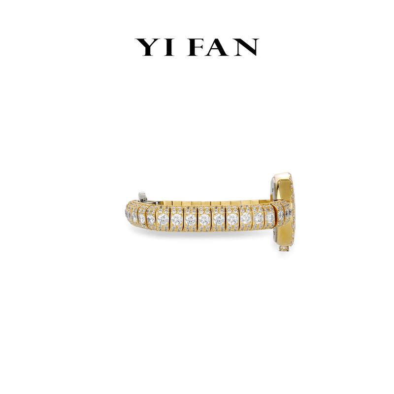 铜合金合成锆石手链 4073-设计师款金色闪亮满钻豪镶百搭