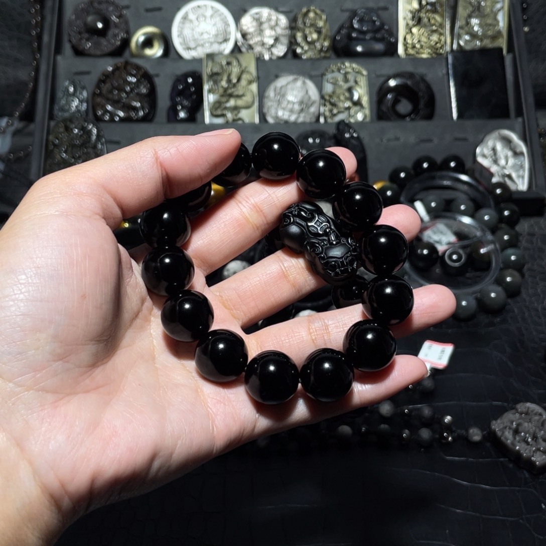 黑曜岩手链未镶嵌ぺ****水