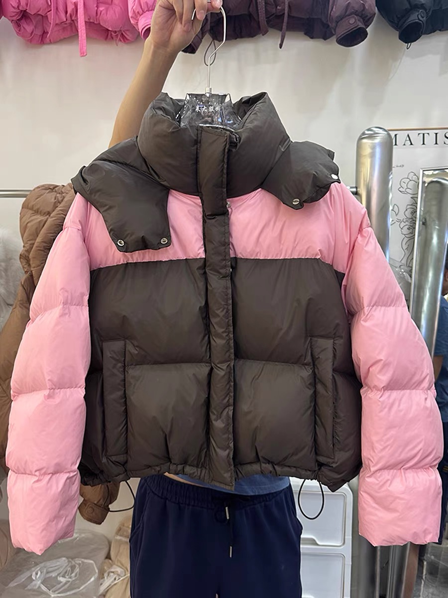 【相色】羽绒服女宽松立领潮流百搭冬季女装时尚短款连帽厚款