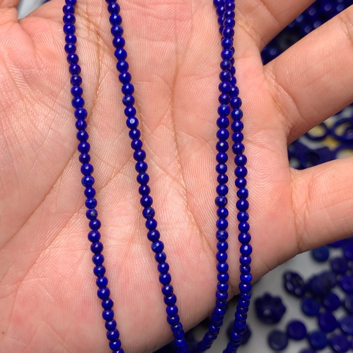 青***芷青金石未镶嵌3mm小米珠39cm