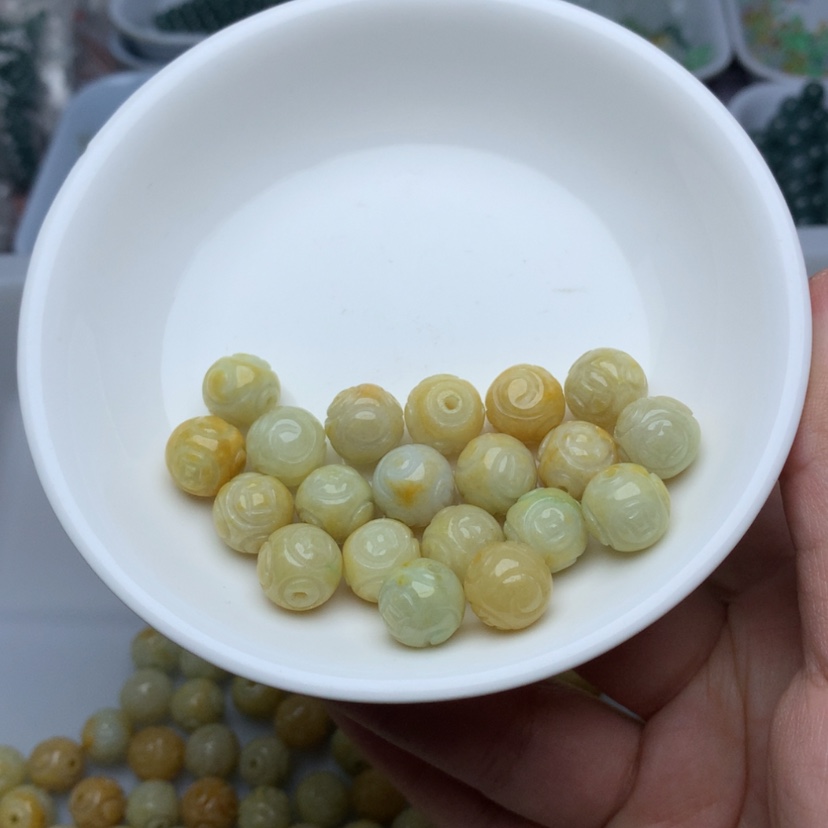 【闪购商品】翡翠手链未镶嵌卡10金钱回纹龙珠10颗