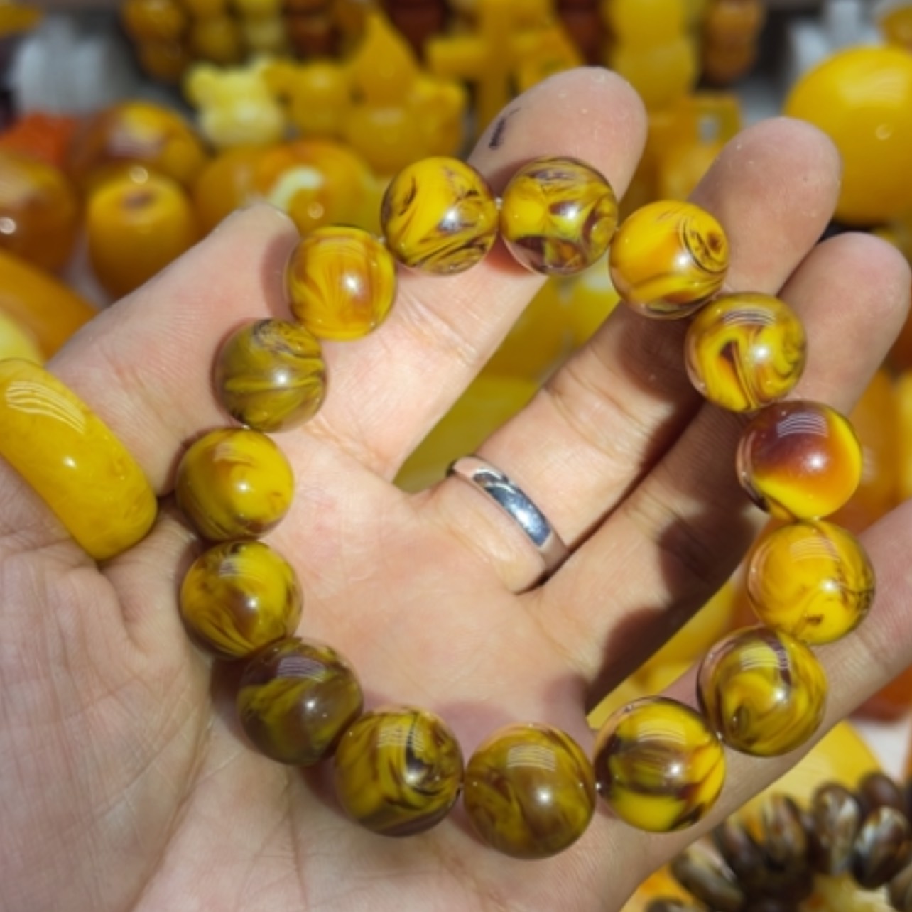 【闪购商品】蜜蜡手链未镶嵌幸*星蜜蜡手串卡14