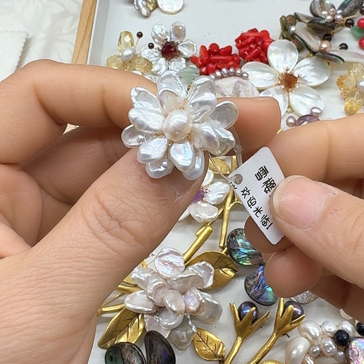 淡水珍珠胸饰银S925镶嵌