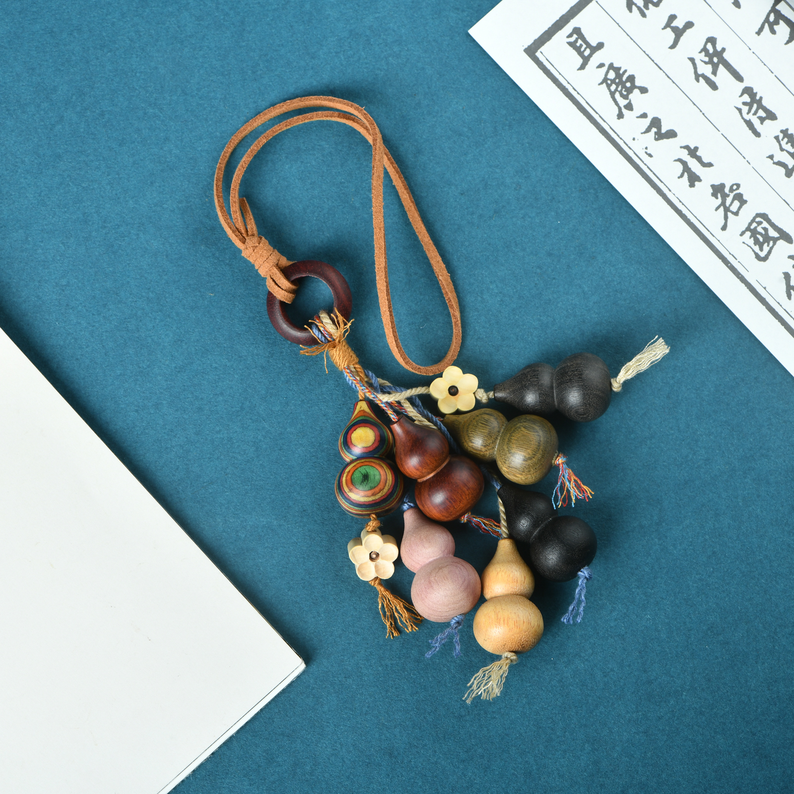 红木多宝七彩葫芦福禄平安挂饰