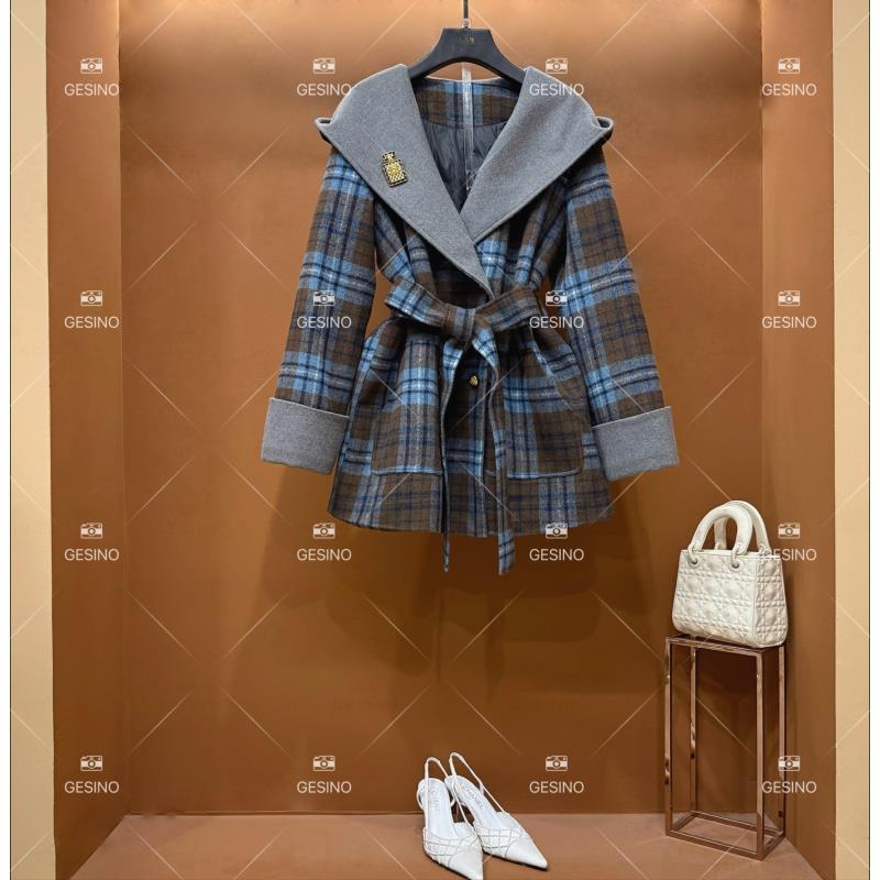 【露】秋冬款小香风法式复古中长款翻领羽绒服气质女QD-2024821