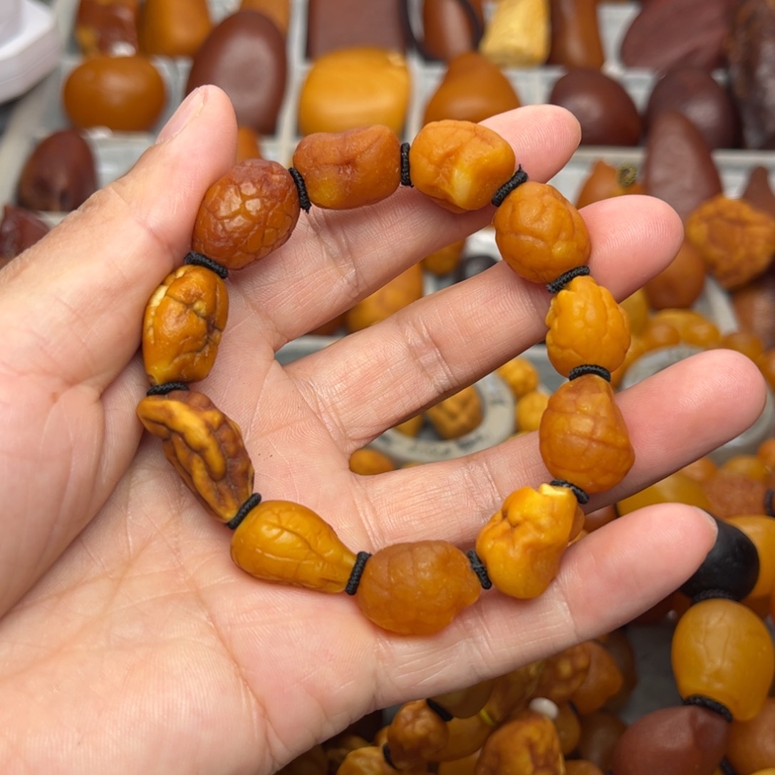 琥珀裸石未镶嵌天然蜜蜡手串