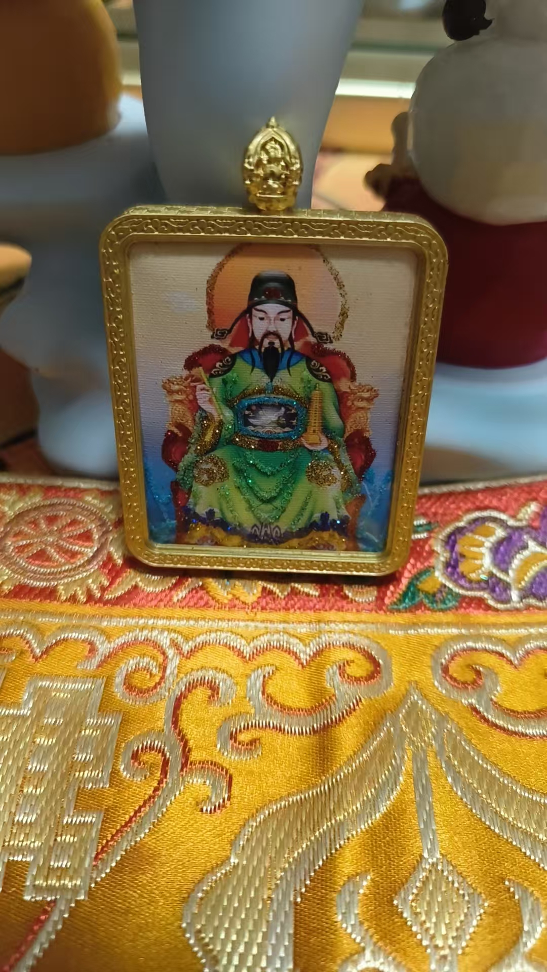 吊坠925银皮 文昌帝君民族风唐卡项链复古吊坠