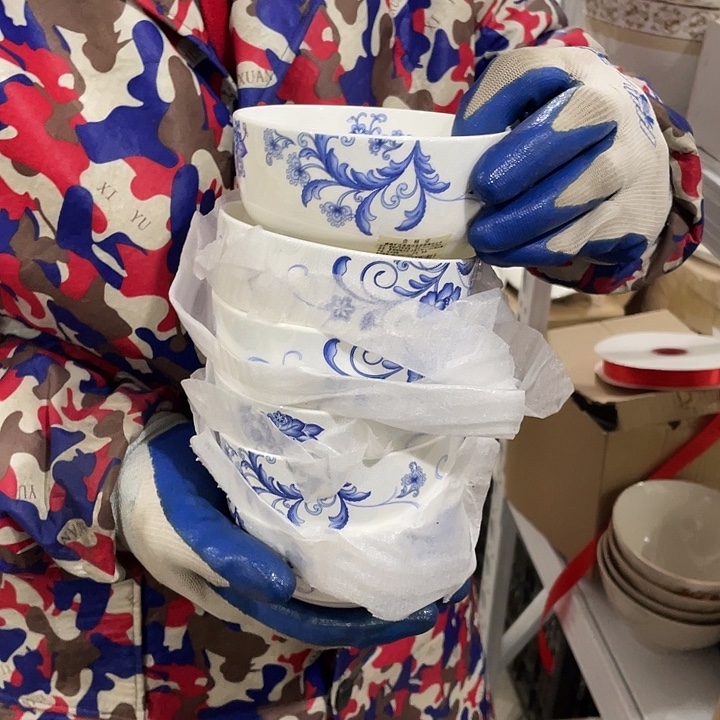 瓷片骨质瓷釉中彩韩式碗6个 口径11厘米