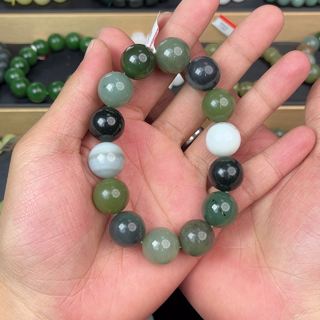 和田玉手串未镶嵌纯天然和田玉多宝16mm