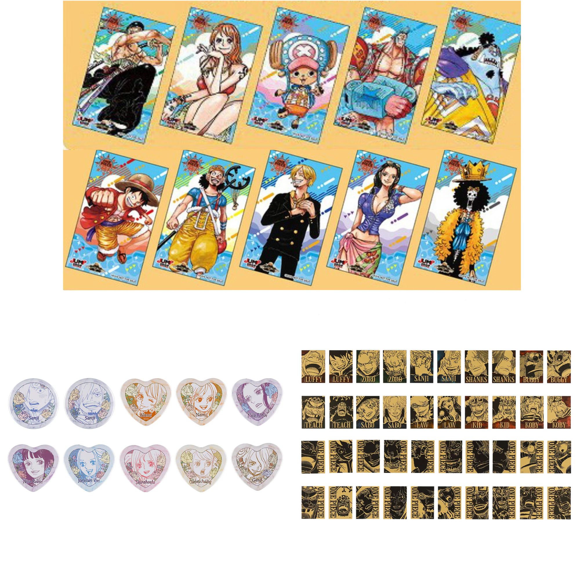 海贼王夏日祭爱心吧唧黄金卡特典动漫周边潮玩盲盒圆菠萝谷屋