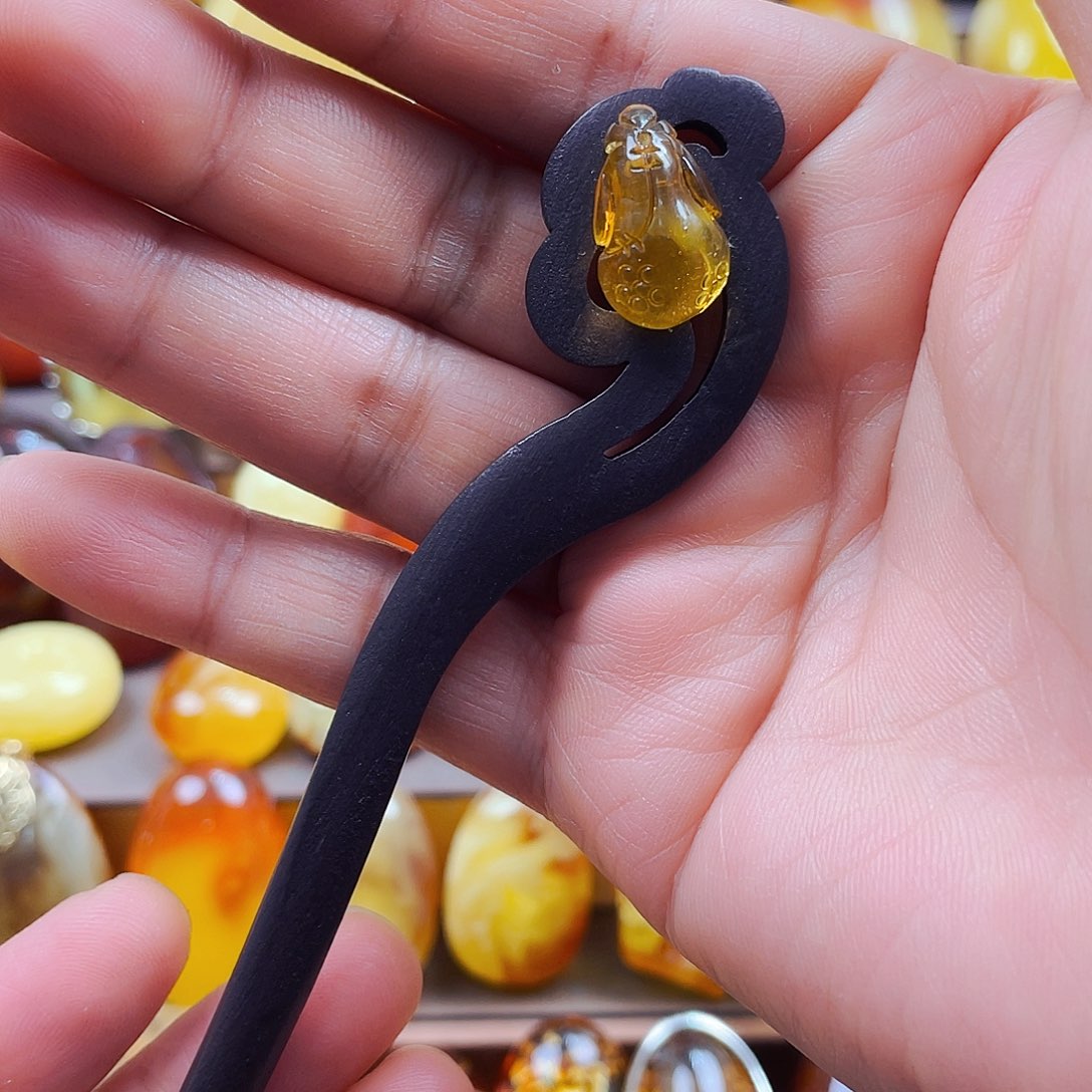 琥珀戒指未镶嵌发簪