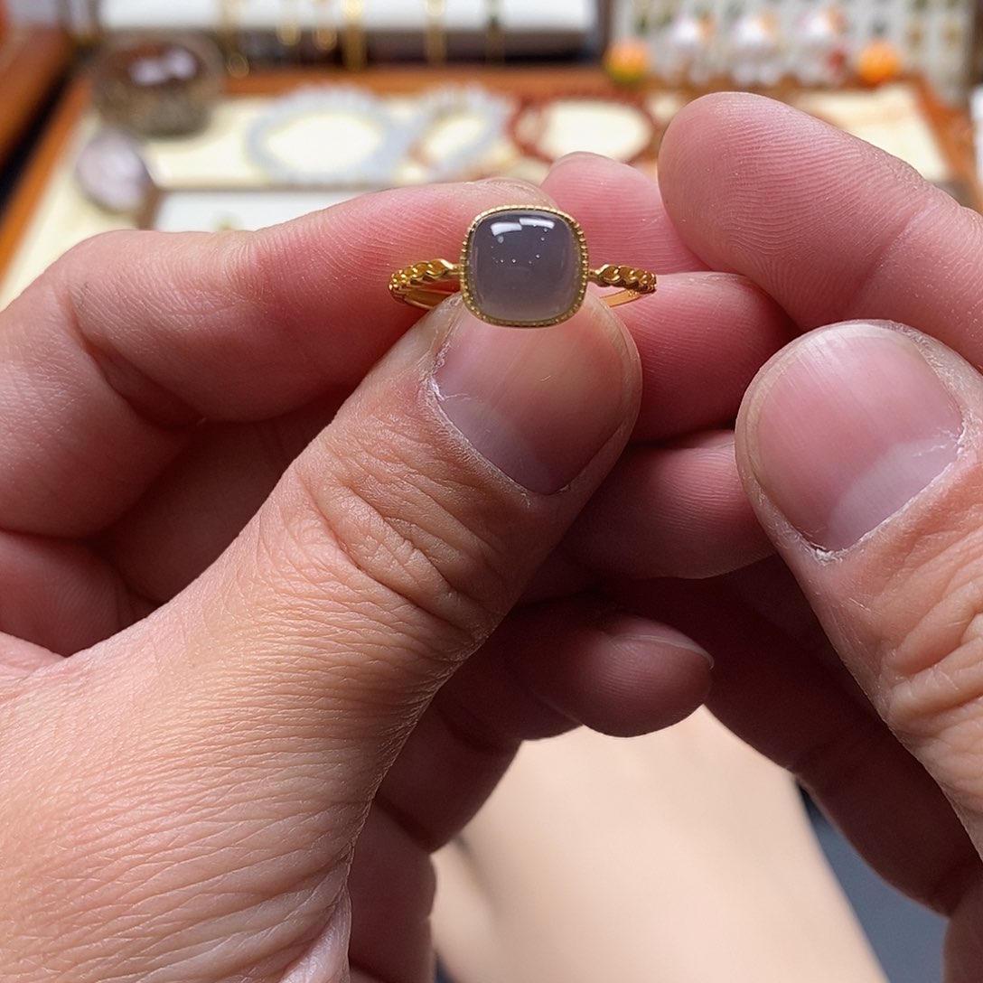 和田玉戒指银S925镶嵌