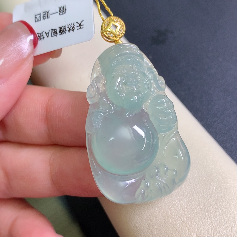 【闪购商品】翡翠颈饰18K金镶嵌财神