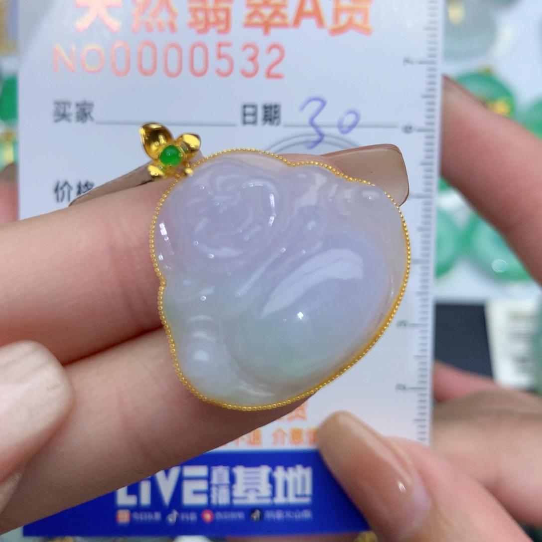 翡翠颈饰18K金镶嵌佛公