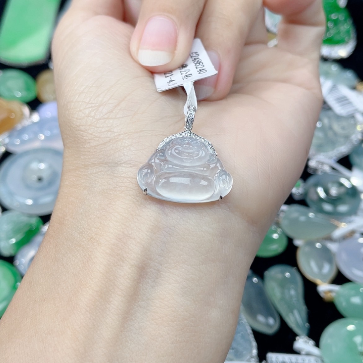 【闪购商品】翡翠颈饰18K金镶嵌35号 高冰佛公