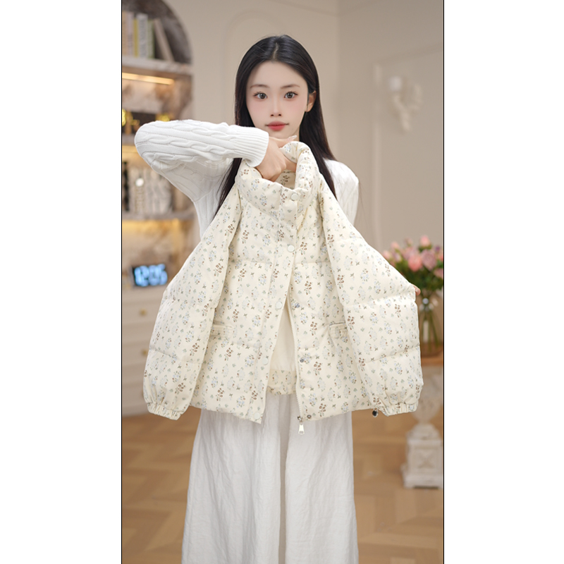 女童棉服外套冬装2025新款洋气碎花儿童女孩棉衣加绒棉袄冬季7955