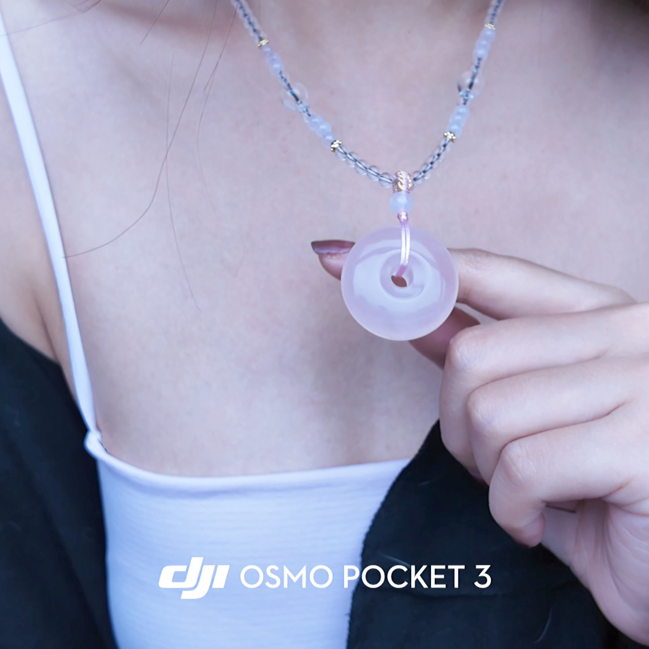 【平安扣】粉水晶天然雕刻水晶毛衣链项链锁骨链粉新中式百秋冬饰品