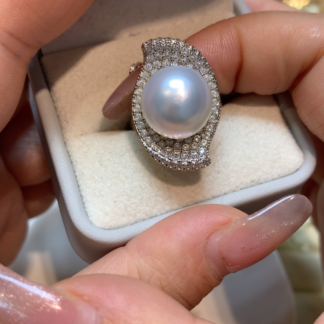 海水珍珠戒指银S925镶嵌