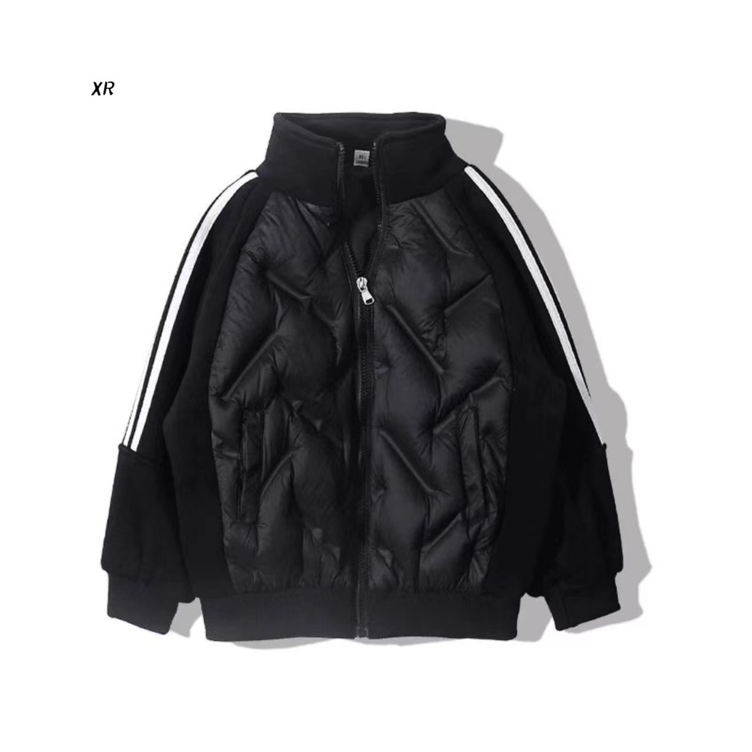 校服神器男保暖女童外套羽绒服时尚休闲黑色拼接冬季儿童运动百搭