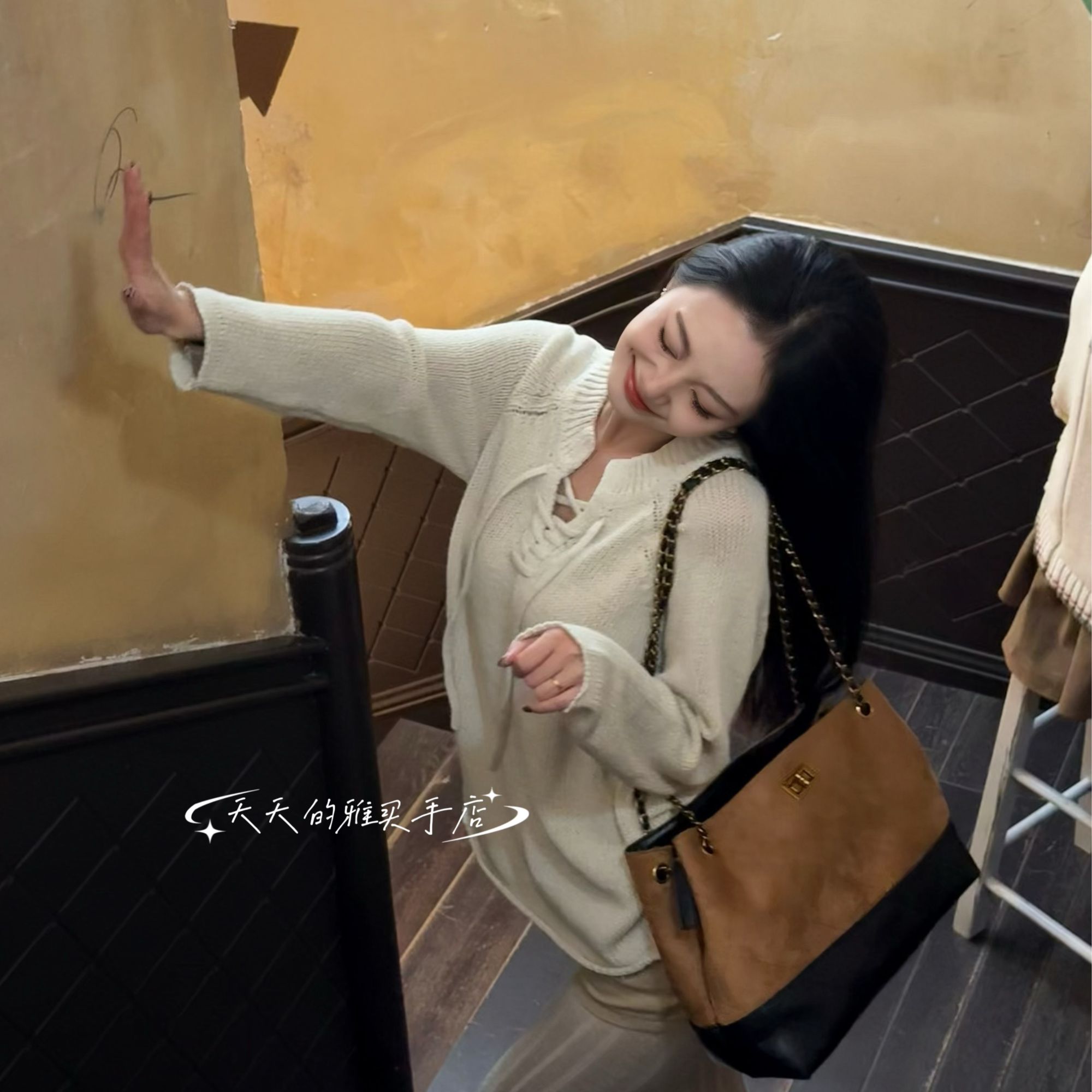 高级感链条腋下包包新款麂皮绒托特包大容量单肩手提包