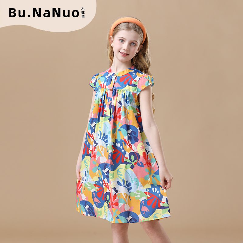 布娜诺【鸢尾花】女夏装连衣裙公主裙卡通风童装女孩夏季背带款碎花