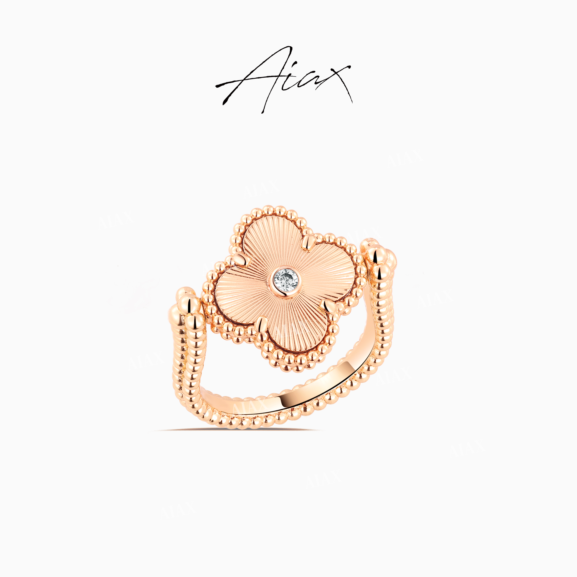 铜合金戒指 AIAX气质精致复古经典双面可戴幸运四叶戒指TSS7210