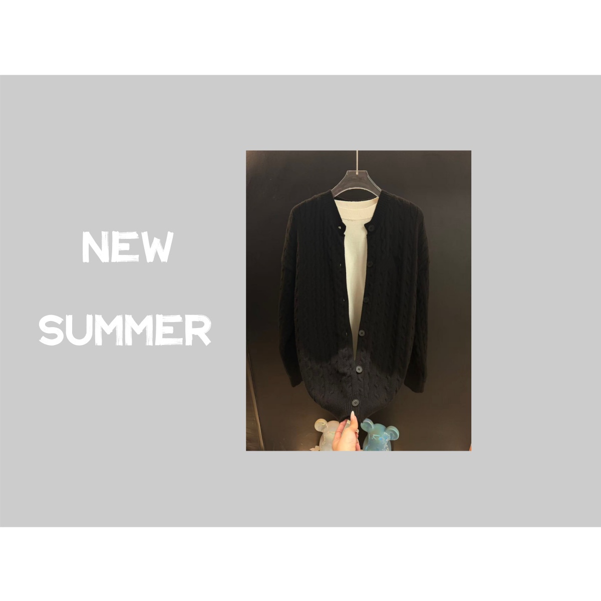 VOUTION（XX1109）25秋冬圆领重工刺绣绞花工艺纽扣开衫毛衣