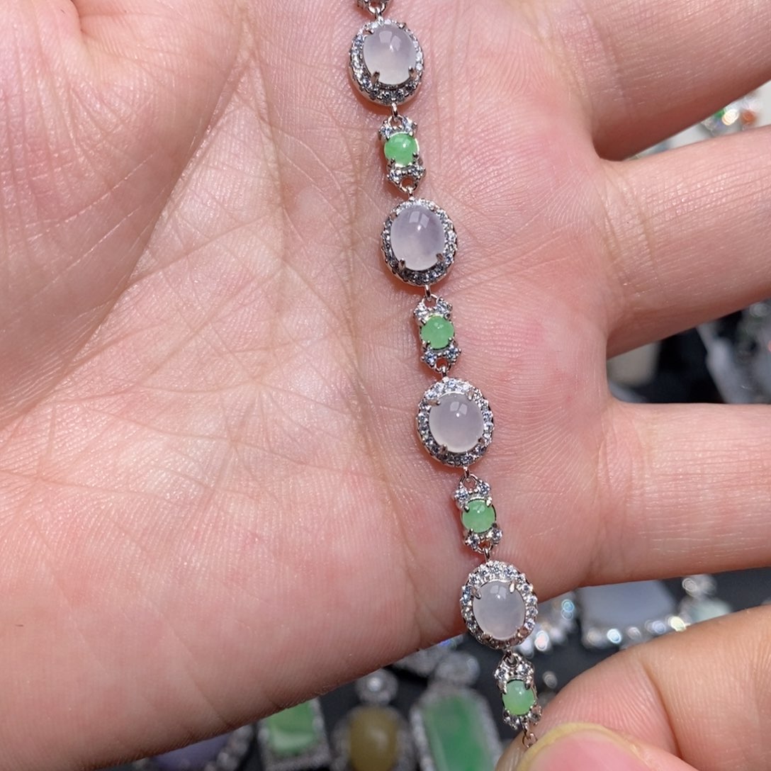 银S925镶嵌翡翠手链n j k k