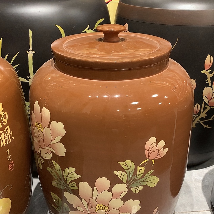 三号亮光牡丹花茶缸