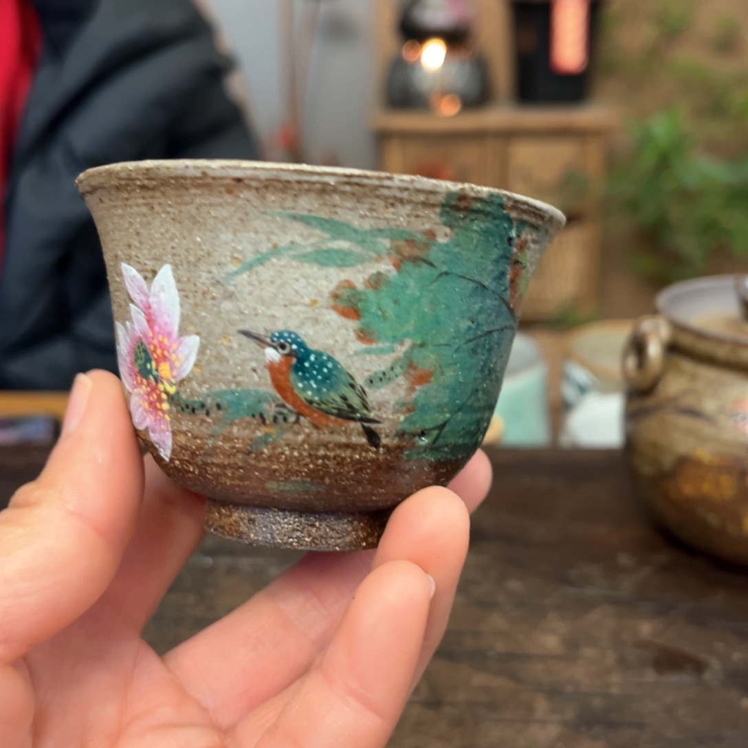 杯景德镇柴烧手绘杯
