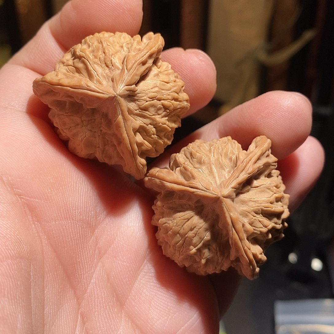 文玩核桃把件金****源38盘山三棱全品