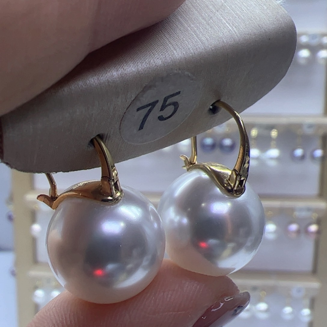淡水珍珠耳饰18K金镶嵌