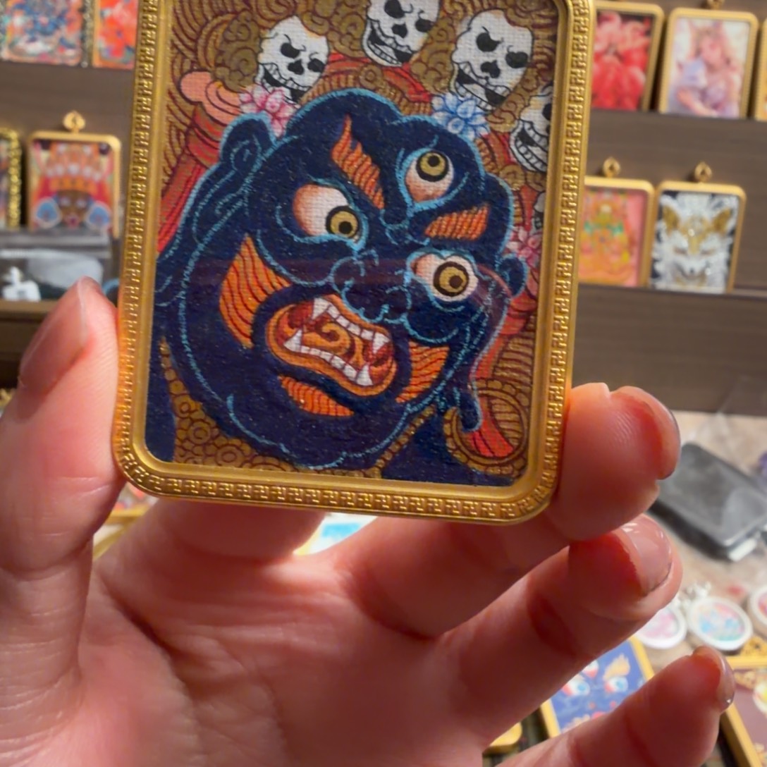 吊坠大黑天纯手绘唐卡