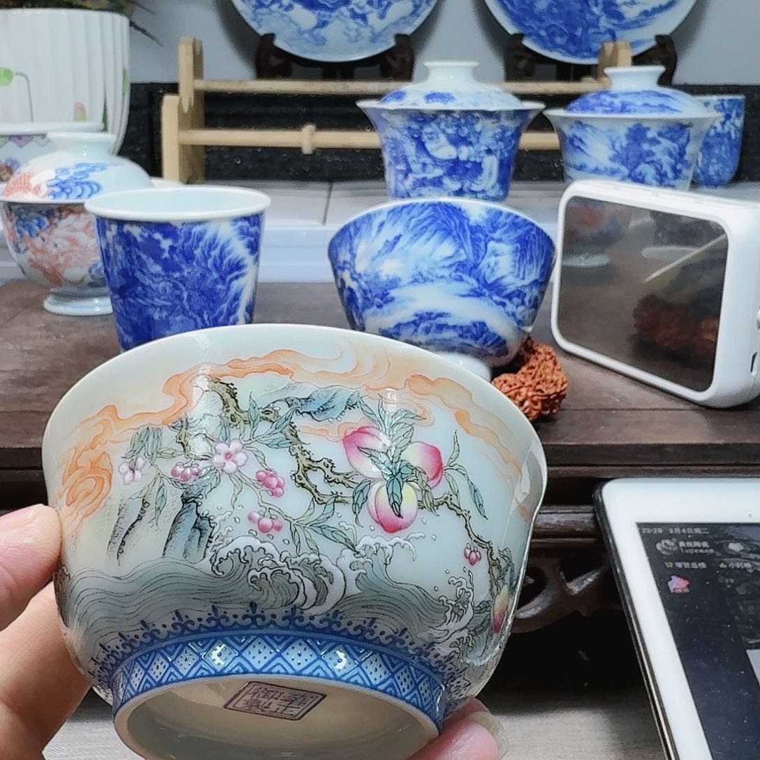 泥塑江***子主人杯手工手绘