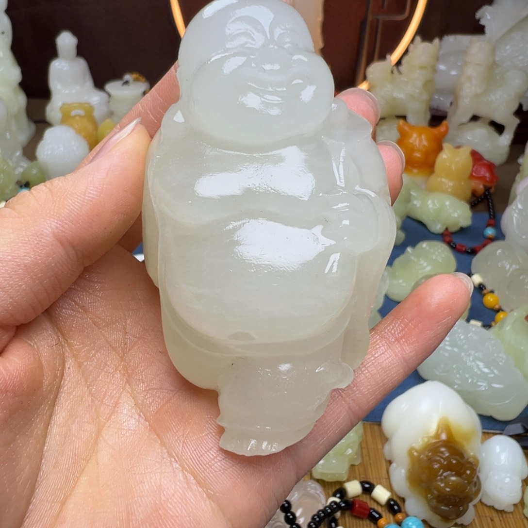 石材天**运手工雕刻高冰白佛公