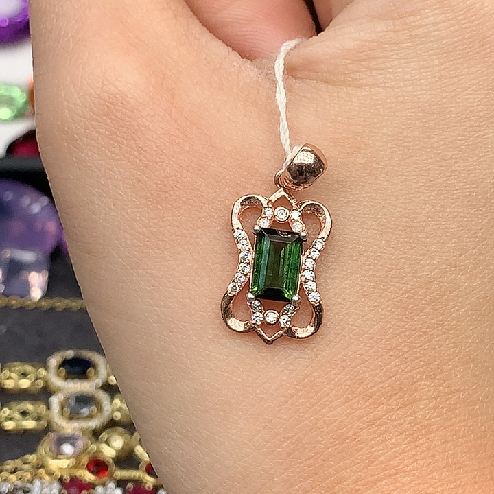 银S925镶嵌碧玺戒指