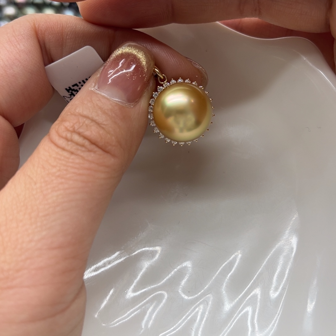 吊坠(不含链)海水珍珠18K金镶嵌