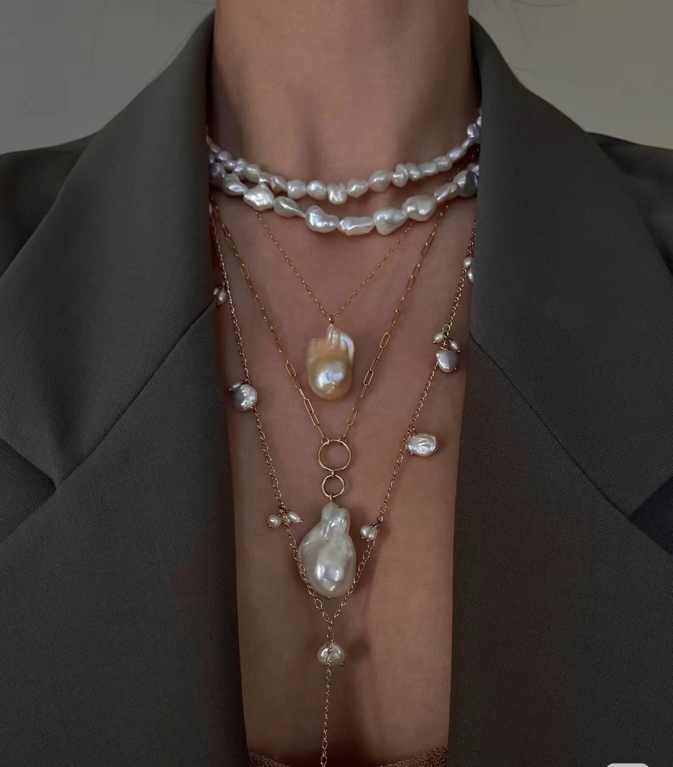 非金属合成锆石项链 东珠项链直播链接