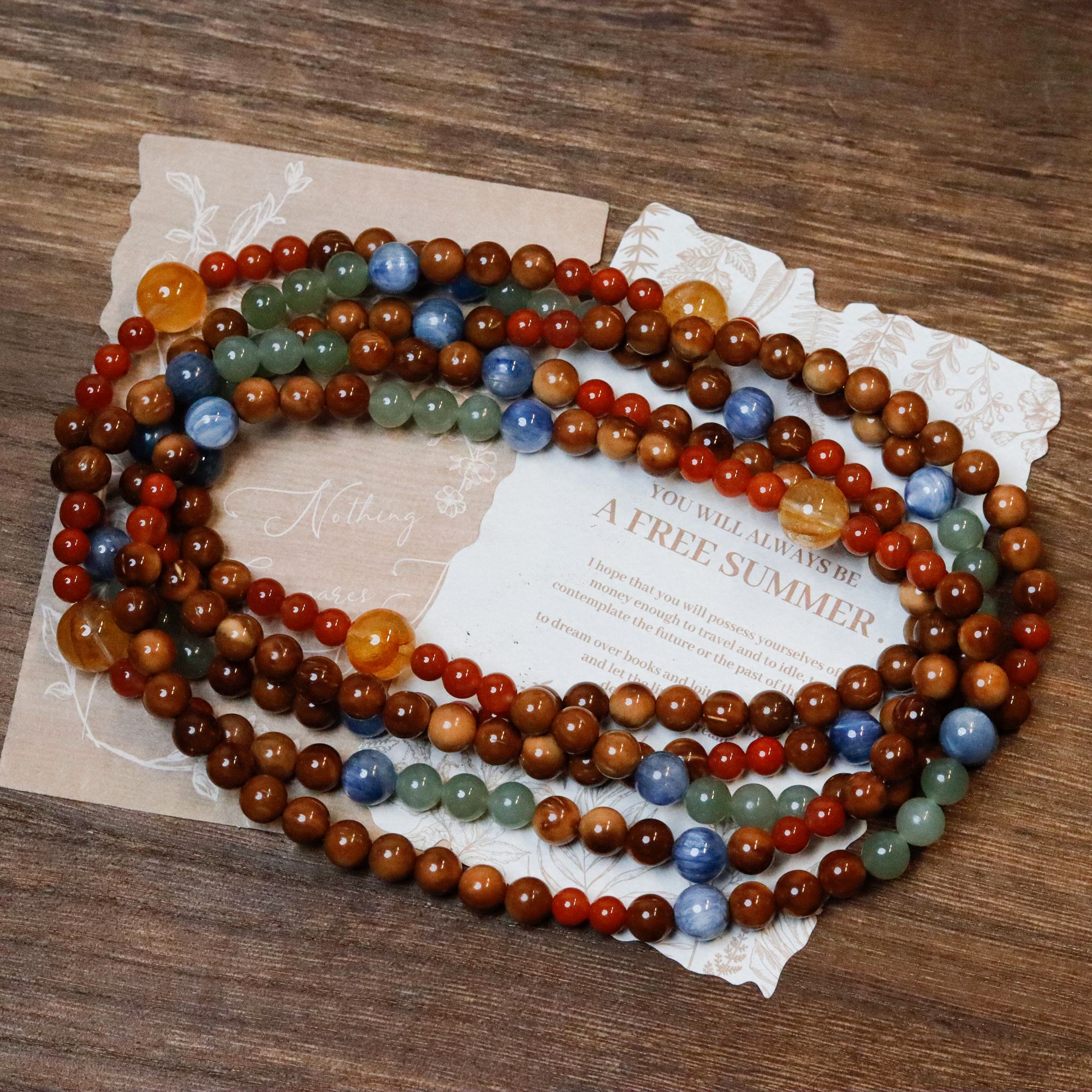 M035《文艺复兴》水晶库克和田玉南红设计手串双圈6-9mm多样性发一